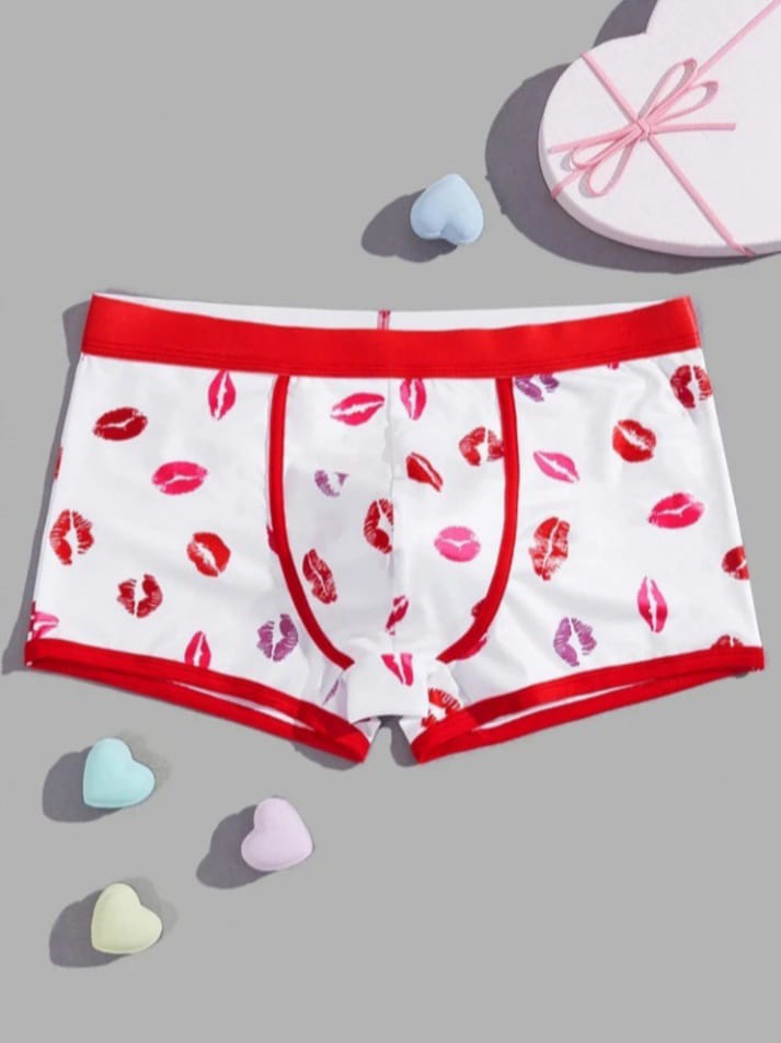 Figaro Men's Lips Print Romantic Boxer Briefs Underwear